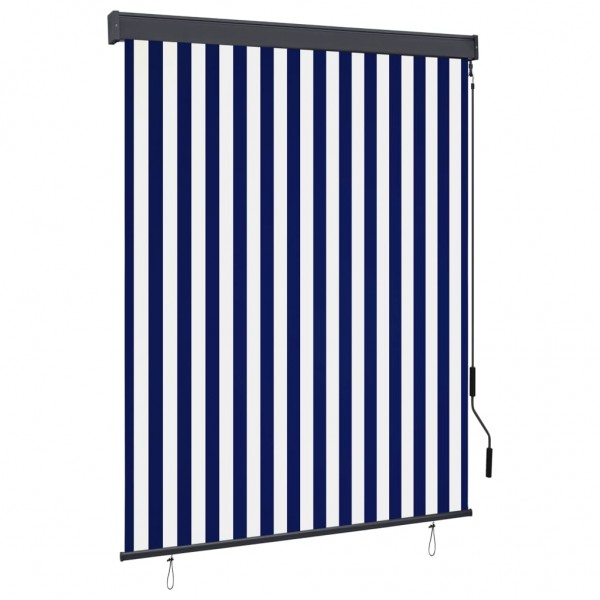 Estor enrollable de exterior azul y blanco 140x250 cm D