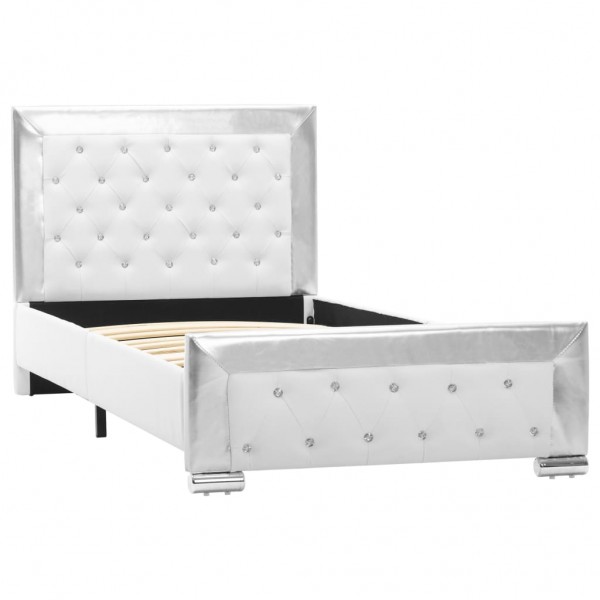 Estructura de cama de cuero sintético blanco 90x200 cm M 3