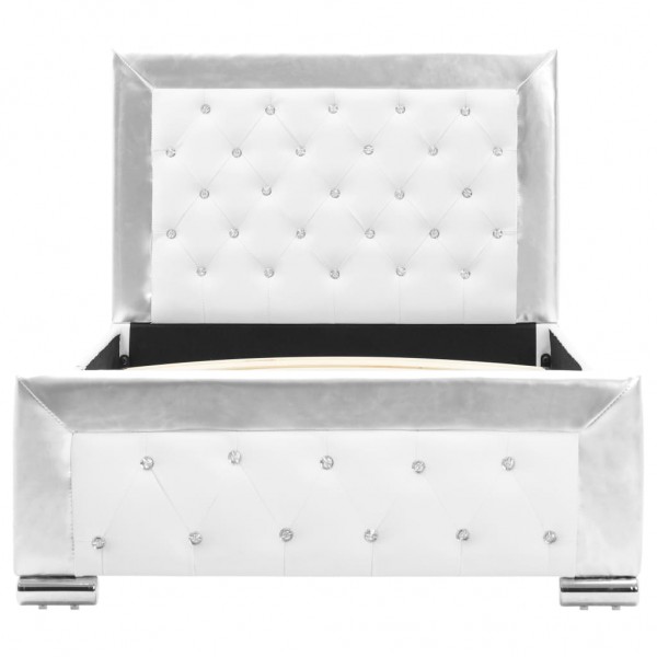 Estructura de cama de cuero sintético blanco 90x200 cm M 4