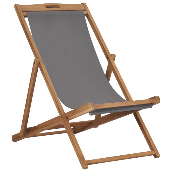 Silla de playa plegable de madera maciza de teca gris D