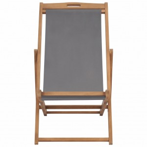 Silla de playa plegable de madera maciza de teca gris H