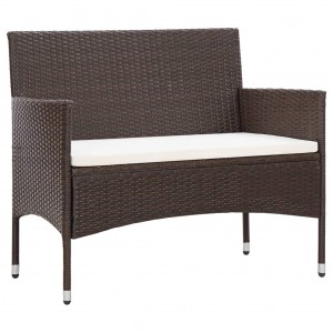 Set muebles de jardín 4 piezas y cojines ratán sintético marrón H
