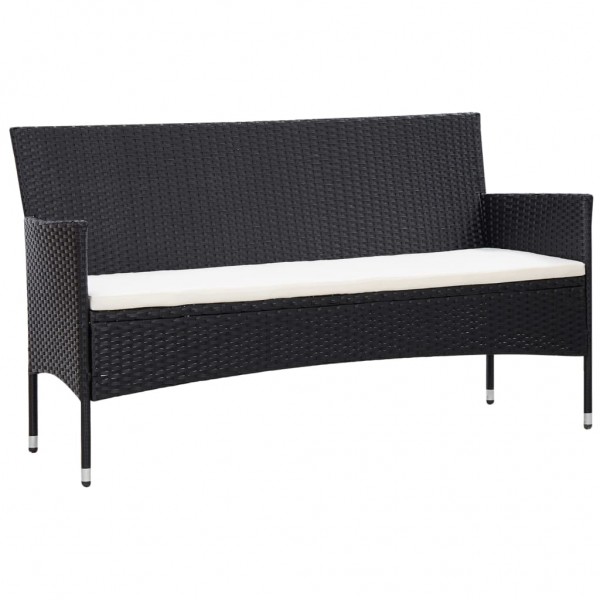 Set muebles de jardín y cojines 5 piezas ratán sintético negro M 3