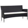 5 pcs conjunto lounge de jardim c/ almofadões vime PE preto 3