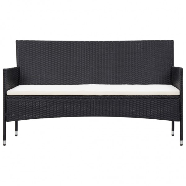 5 pcs conjunto lounge de jardim c/ almofadões vime PE preto M 4