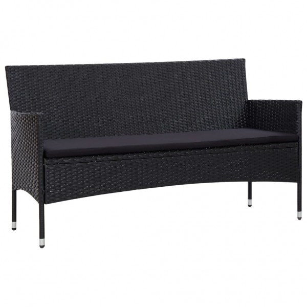 5 pcs conjunto lounge de jardim c/ almofadões vime PE preto M 3