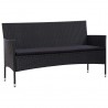 5 pcs conjunto lounge de jardim c/ almofadões vime PE preto 3