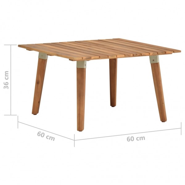Mesa de centro de jardín madera maciza de acacia 60x60x36 cm M 5