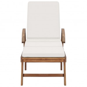 Tumbona con cojín madera maciza de teca crema H