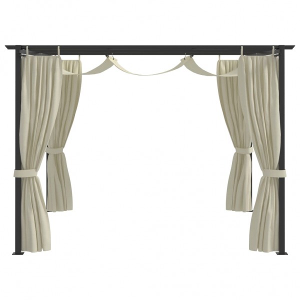 Cenador con cortinas acero color crema 3x3 m M 3