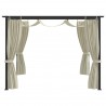 Cenador con cortinas acero color crema 3x3 m 3