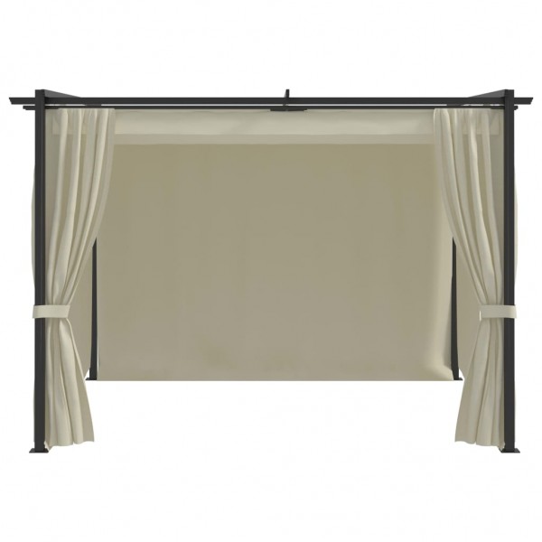 Cenador con cortinas acero color crema 3x3 m M 4