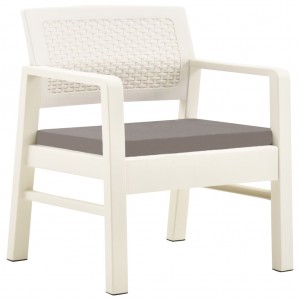 Conjunto lounge para jardim 3 pcs plástico branco H
