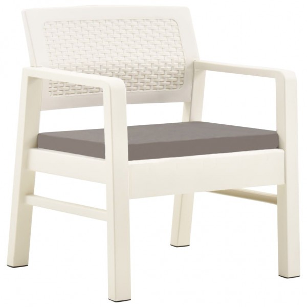 Juego de muebles de jardín 3 piezas plástico blanco M 2