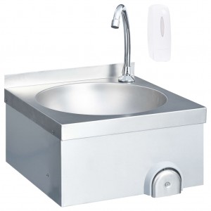 Fregadero lavamanos con grifo y dispensador de jabón acero inox H
