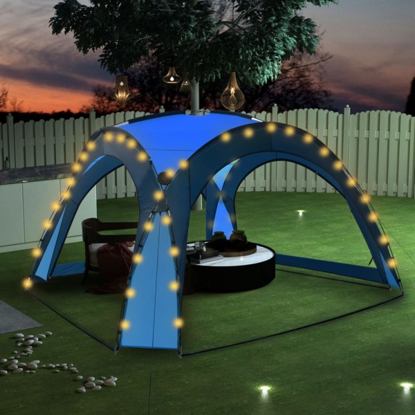 Carpa de fiesta con LED y 4 paredes laterales azul 3.6x3.6x2.3m D