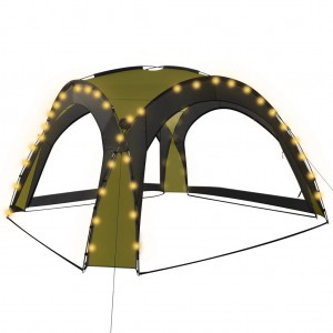Tenda festas com LEDs e 4 paredes laterais 3.6x3.6x2.3 m verde H