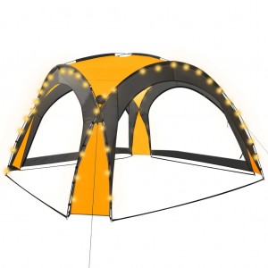 Tenda festas com LED e 4 paredes laterais 3.6x3.6x2.3 m amarelo H