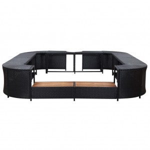 Contorno de spa quadrado 268 x 268 x 55 cm vime PE preto H