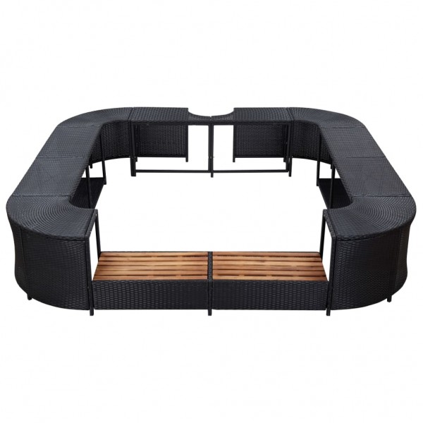 Contorno de spa quadrado 268 x 268 x 55 cm vime PE preto M 3