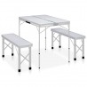 Mesa de camping plegable con 2 bancos aluminio blanco 1