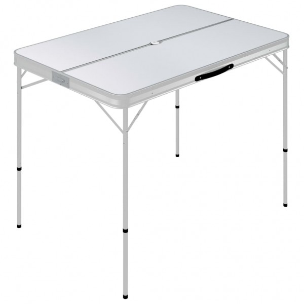 Mesa de camping plegable con 2 bancos aluminio blanco M 2