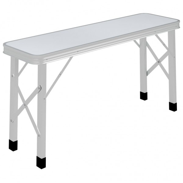 Mesa de camping plegable con 2 bancos aluminio blanco M 3