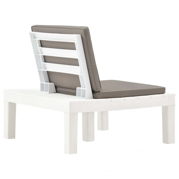 Cadeira lounge de jardim com almofadão plástico branco M 4