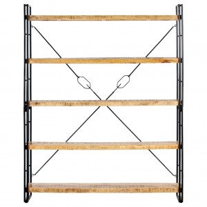 Estantería de 5 niveles madera maciza de mango 140x30x180 cm H