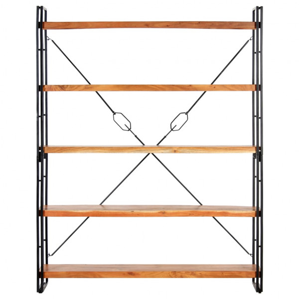 Estantería de 5 niveles madera maciza de acacia 140x30x180 cm M 2