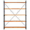 Estantería de 5 niveles madera maciza de acacia 140x30x180 cm 2