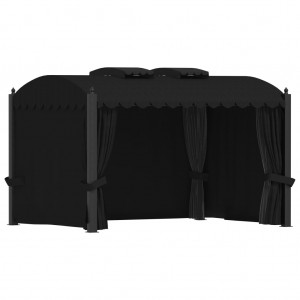 Gazebo com cortinas 3x4 m aço antracite H