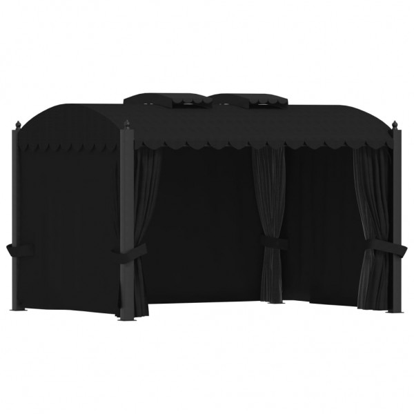 Cenador con cortinas acero gris antracita 3x4 m M 2