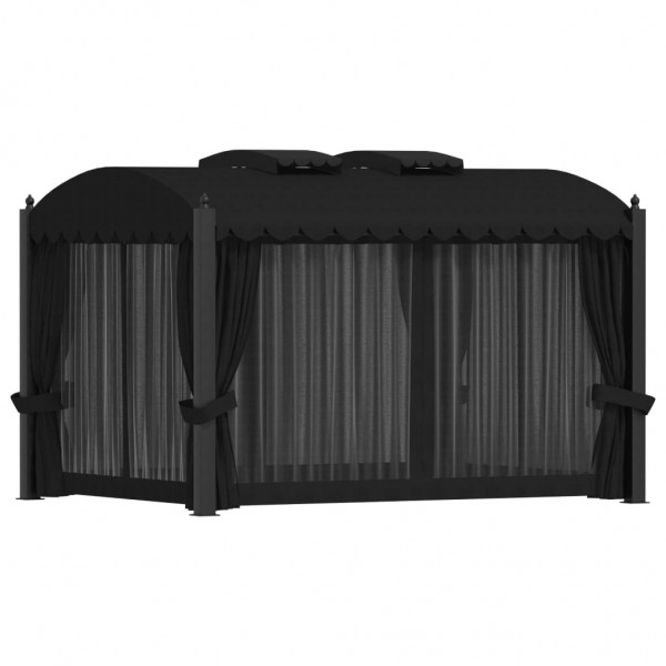 Gazebo com cortinas 3x4 m aço antracite M 3