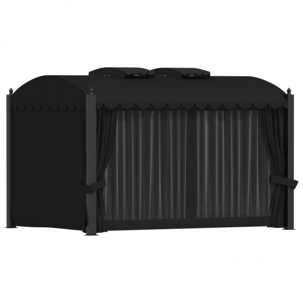 Gazebo com cortinas 3x4 m aço antracite M 4