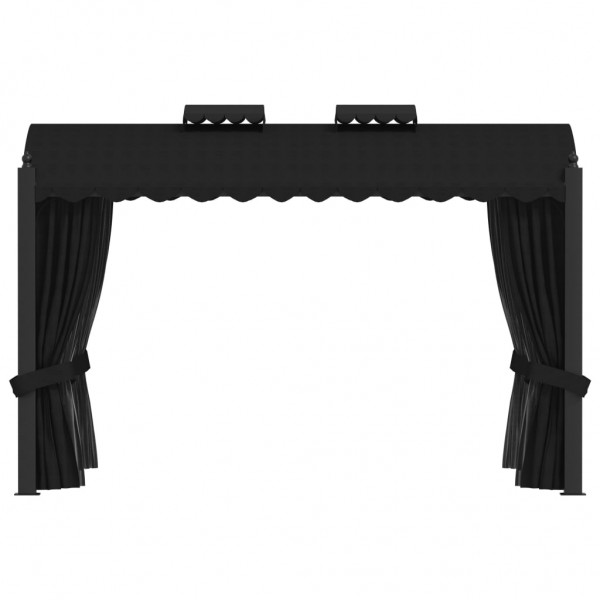 Gazebo com cortinas 3x4 m aço antracite M 5