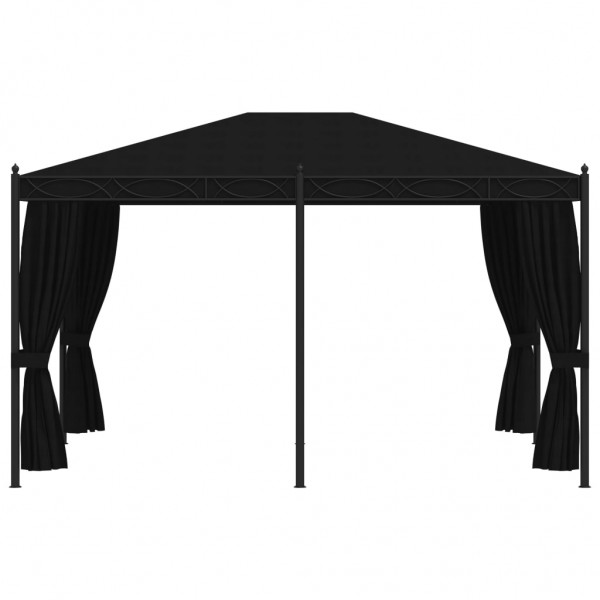 Cenador con pantallas de malla acero gris antracita 3x4 m M 4