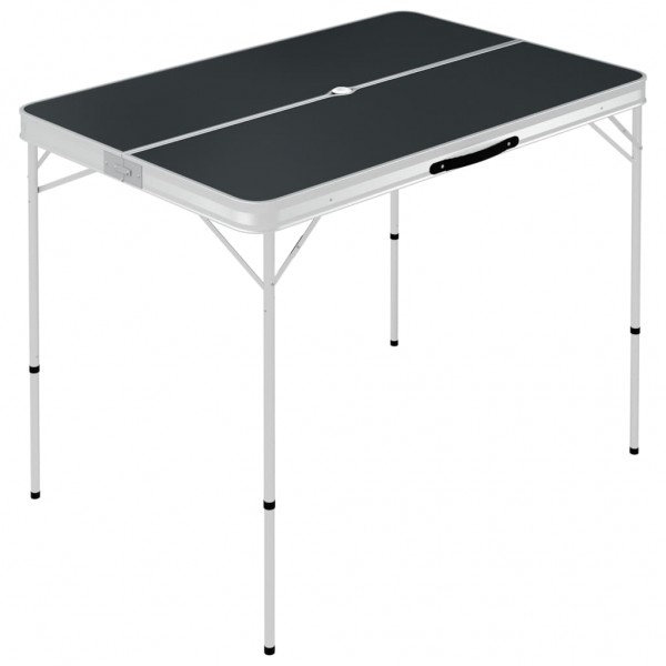 Mesa de camping plegable con 2 bancos aluminio gris M 2
