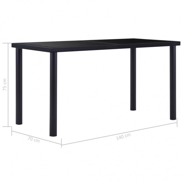 Mesa de comedor de vidrio templado negro 140x70x75 cm M 5