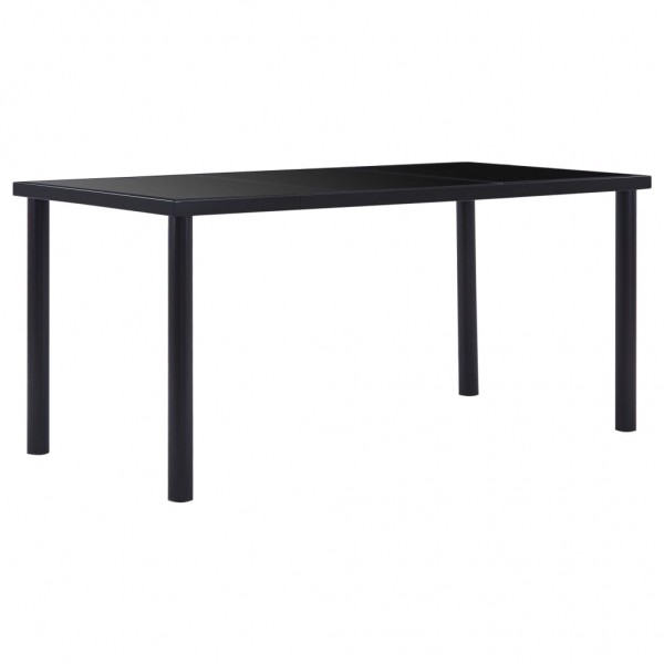 Mesa de comedor de vidrio templado negro 160x80x75 cm D