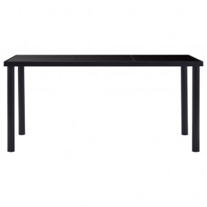 Mesa de comedor de vidrio templado negro 160x80x75 cm H