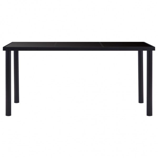 Mesa de comedor de vidrio templado negro 160x80x75 cm M 2