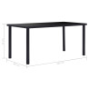 Mesa de comedor de vidrio templado negro 160x80x75 cm 5