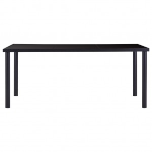 Mesa de comedor de vidrio templado negro 180x90x75 cm H