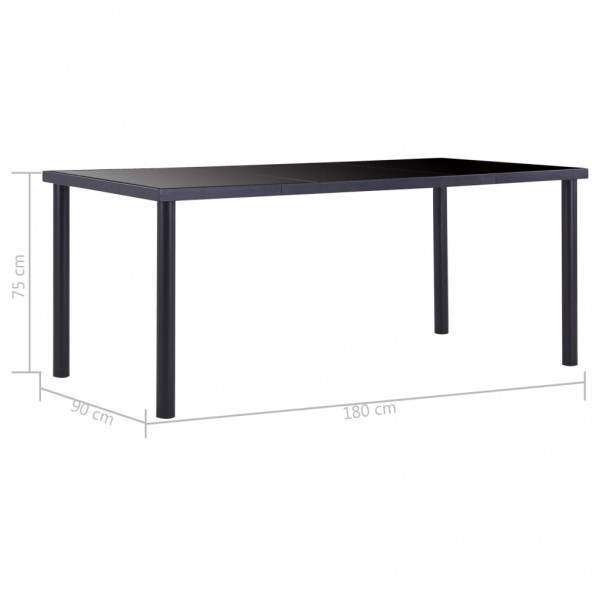 Mesa de comedor de vidrio templado negro 180x90x75 cm M 5