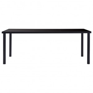 Mesa de comedor de vidrio templado negro 200x100x75 cm H