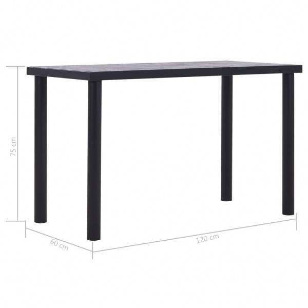 Mesa de comedor de MDF negro y gris hormigón 120x60x75 cm M 5