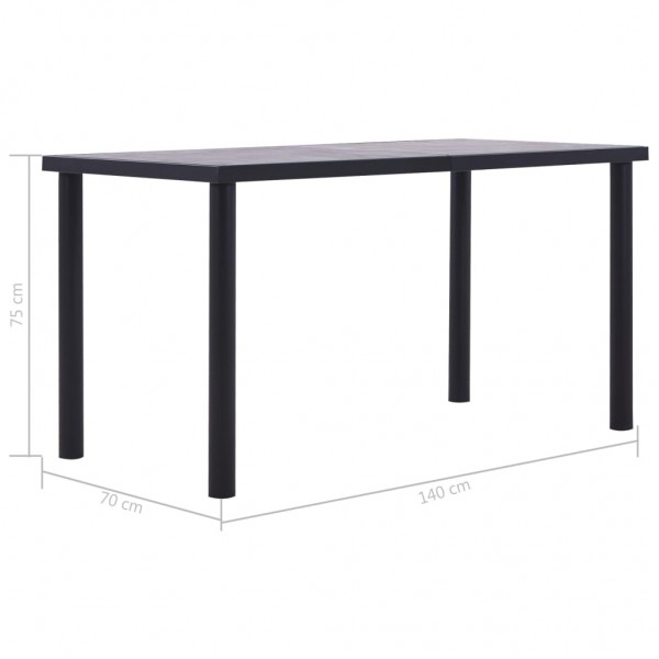 Mesa de comedor de MDF negro y gris hormigón 140x70x75 cm M 5
