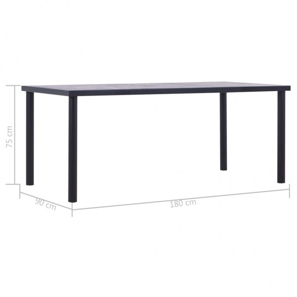 Mesa de jantar 180x90x75 cm MDF preto e cinzento cimento M 5