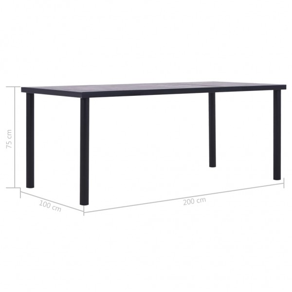 Mesa de comedor de MDF negro y gris hormigón 200x100x75 cm M 5